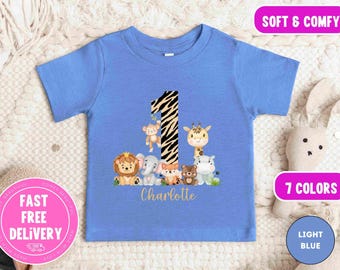 Personalized 1st Birthday T-Shirt: Safari Jungle Animals, Wild One