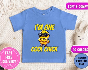 One Cool Chick Girls Birthday Toddler Short Sleeve Tee, Baby Chicken 1 Year Old Top, Kids Birthday Shirt, Cute Toddler Tee, Chicken Lover