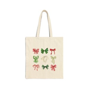 Christmas Tote Bag, Christmas gift bag, Christmas gift, Holiday bag, December bag, Winter gift, Christian tote bags, Bow bag, coquette bows