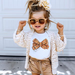 Kid Thanksgiving shirt, pumpkin spice, thanksgiving shirt, fall Tee thanksgiving gift, Kid t-shirt, coquette bows, Girly Fall, Fall T shirt