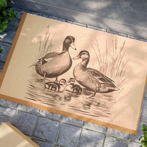 Duck Family Doormat, Rustic Home Entrance Mat, Welcome Door Mat, Gift for Nature Lovers, Outdoor Decor