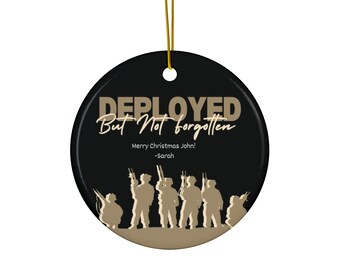 Dispiegato ma non dimenticato, Dispiegamento militare, Natale militare, Ornamenti militari, Regalo di Natale per soldati, Regali militari personalizzati