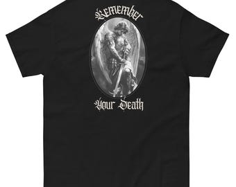Camiseta católica quaresmal Memento Mori Caveira Lembre-se da sua morte