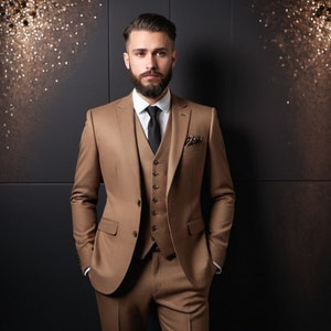Brown Suit For Men, Three Piece Suit, Slim Fit Suit, Groom And Groomsmen Suit For Wedding, Tailored Suit, Prom Wear, bespoke for Men