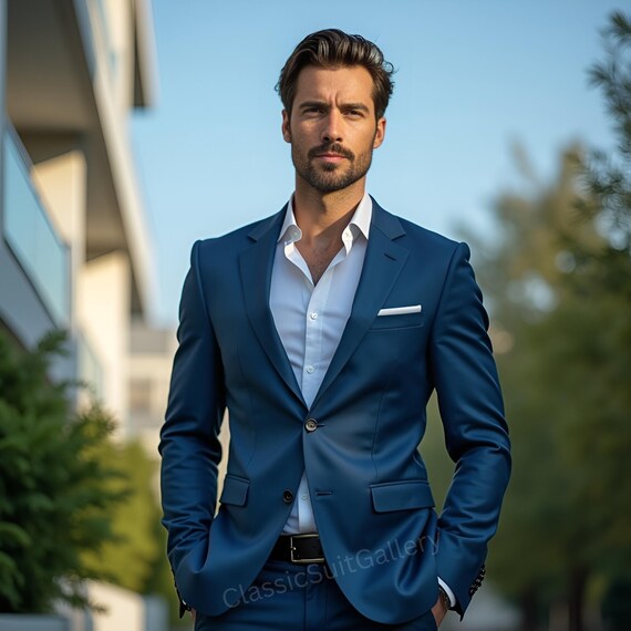 Costume 2 Pièces Homme Noël - Coupe Ajustée, Classique Moderne - Pour Fêtes Et Occasions Smart Casual