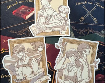 AOT Water-resistant Sticker | Attack on Titan Eremika, Eruri, LeviHan luggage decal, water bottle, laptop