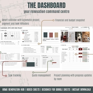 Renovation Planner Spreadsheet | Home Remodel Budget & Project Tracker | Contractor Quote Manager | Google Sheets Dashboard image 4