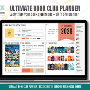 Book Club Planner Google Sheets Template, Organizer & Review Dashboard (Digital Download)
