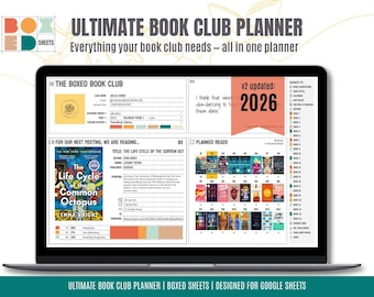 Book Club Planner Google Sheets Template, Organizer & Review Dashboard (Digital Download)
