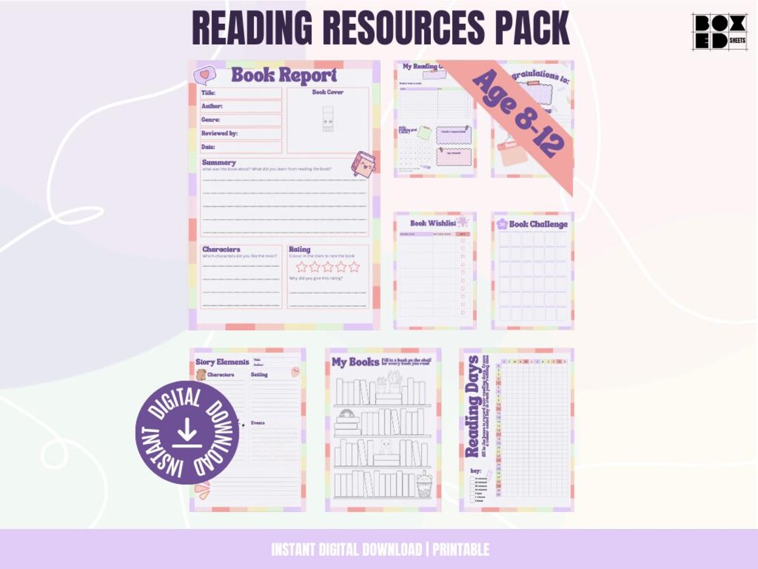 Kids Reading Resources Pack Printable Logs Challenges Reports ages Kids Reading Resources Pack Printable Logs Challenges Reports ages