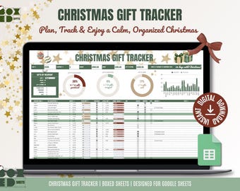 Christmas Gift Tracker Google Sheet Holiday Planner Xmas Budget Tracker Festive Shopping List