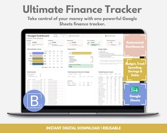 Google Sheets Budget Planner | Finance Tracker, Monthly, Annual Expenses (Digital Download)