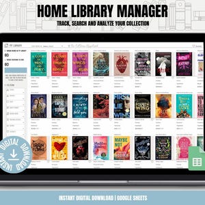 Home Library Manager Fogli Google, Tracker di raccolte di libri, Registro e organizzatore di lettura, Database di libri digitali, Download immediato
