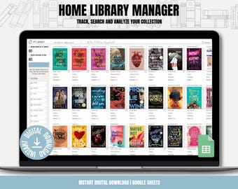 Home Library Manager: Book Collection Tracker (Google Sheets, Digital Download)