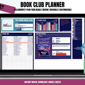 Planner collaborativo per club del libro / Modello di organizzatore di Fogli Google per club del libro, sfide di lettura e recensioni / Download digitale immediato