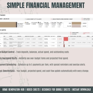 Renovation Planner Spreadsheet | Home Remodel Budget & Project Tracker | Contractor Quote Manager | Google Sheets Dashboard image 6
