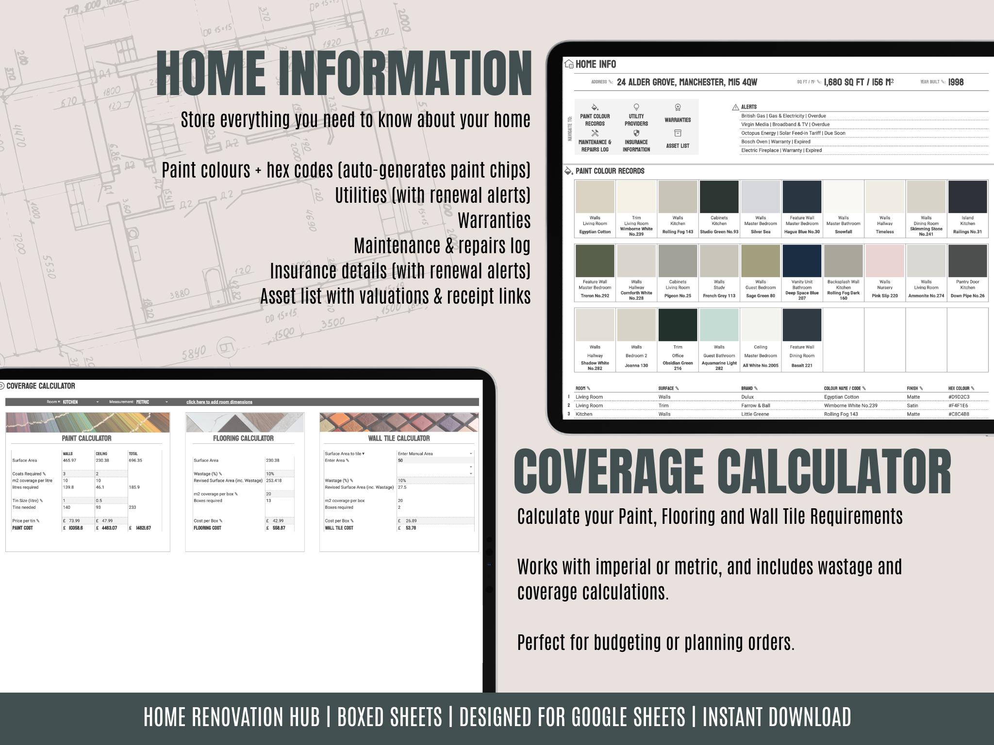 Renovation Planner Spreadsheet | Home Remodel Budget & Project Tracker ...