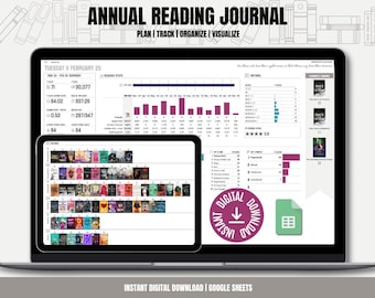 Annual Reading Journal: Google Sheets Book Tracker (Digital Download)