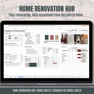 Renovation Planner Spreadsheet | Home Remodel Budget & Project Tracker | Contractor Quote Manager | Google Sheets Dashboard