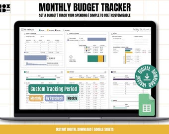 Monthly Budget Tracker: Customizable Google Sheets Planner (Digital Download)