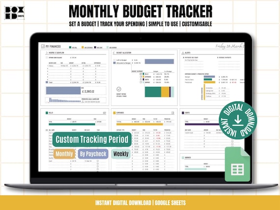 Monthly Budget Tracker: Customizable Google Sheets Planner (Digital Download)
