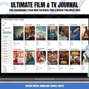 Ultimate Film & TV Journal | Google Sheets Movie Tracker | Digital TV Series Log, Reviews, Rating System, Watchlist, Challenges