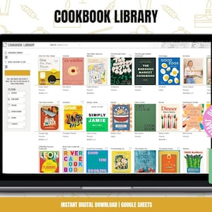 Digital Cookbook Library for Google Sheets | Recipe Organizer with Dashboard, Wishlist, Tags & Filters | Meal Planner Spreadsheet Tool
