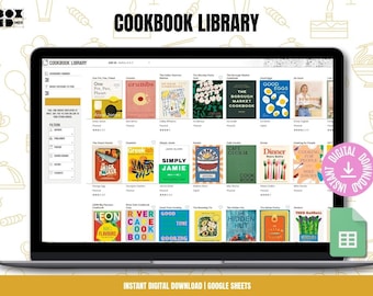 Digital Cookbook Library | Recipe Organizer Google Sheets (Digital Download)