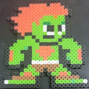Street Fighter Blanka Perler Bead Art: 8-Bit Gamer Decor