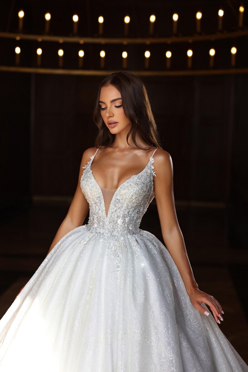 Elegant Wedding Dress V Neck Princess: Timeless Beauty for Your Big Day