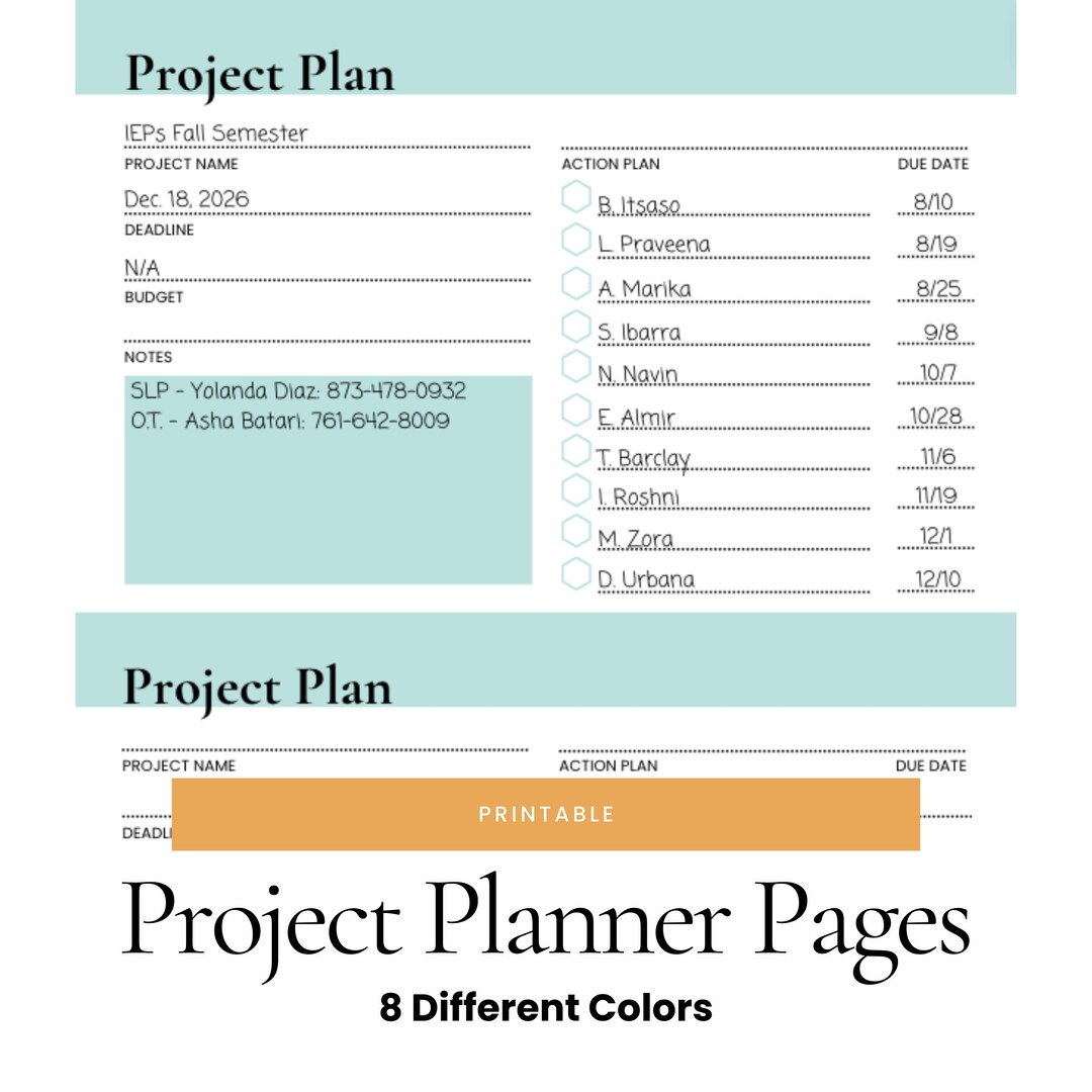 Year-round Project Tracker | Printable Goal & Task Planner for Teachers ...