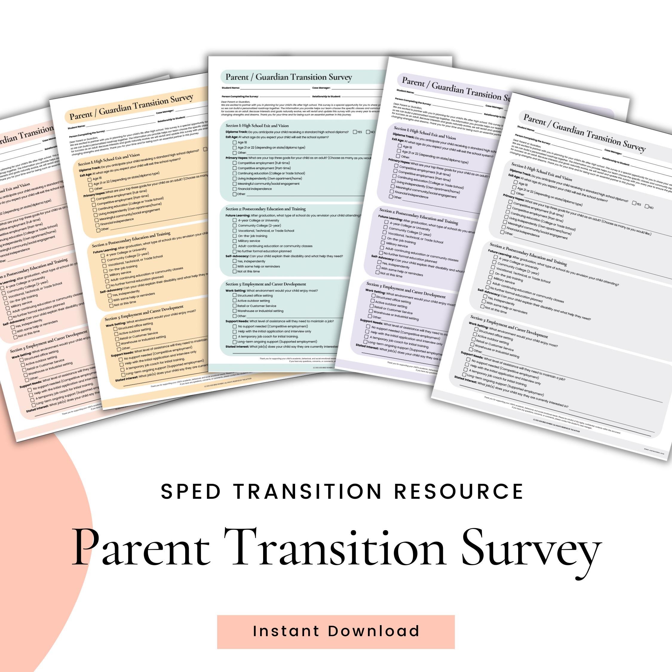 Parent IEP Transition Survey: High School Transition Planning & Input ...