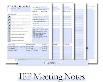 IEP-Besprechungsnotizen Vorlage | Ausfüllbares PDF für SonderpädagogInnen