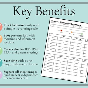 Behavior Observation Scale Form | Weekly Behavior Tracker | Following ...
