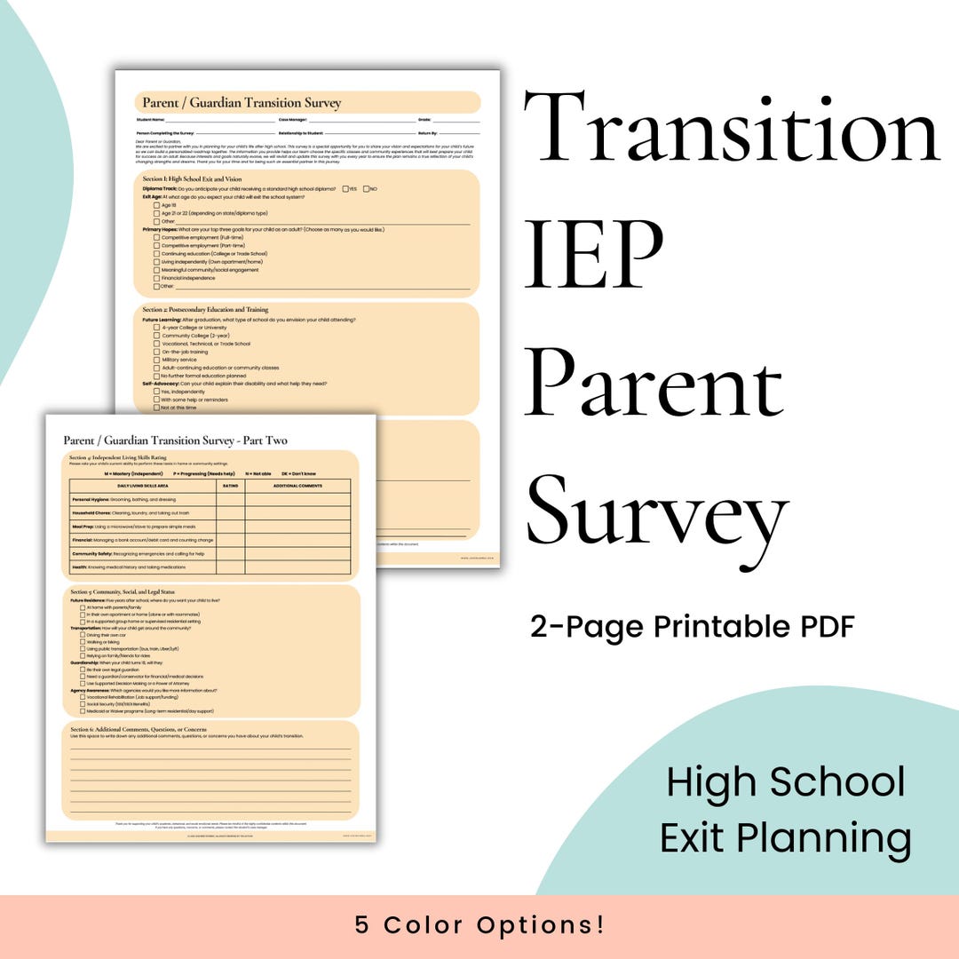 Parent IEP Transition Survey: High School Transition Planning & Input ...