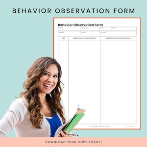 Behavior Observation Form | Printable Behavior Observation Form | Behavior Observation Tool
