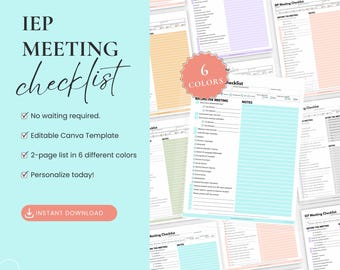 Editable IEP Meeting Checklist | Editable Canva Template