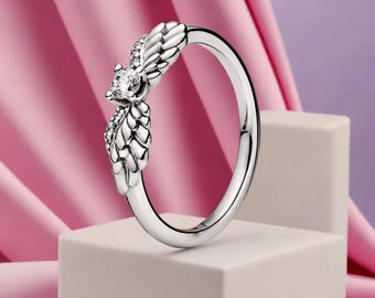 Silver Angel Wings Ring Double Wings Ring Women's Jewellery Stackable ring Brand New Must Have Gift For Her