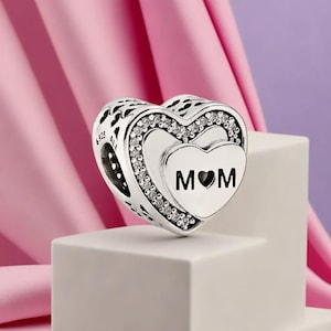 Silber Mama Charme Geschenke für Mama Herz Charme gravierte Mama Armband Charm passt Pandora Armband