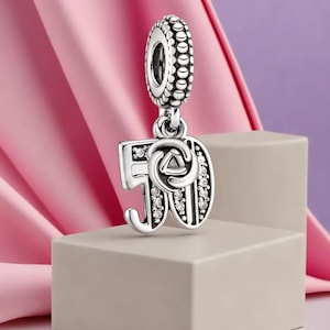 50th Celebration Dangle Charm Rhinestone Dangle Charms - Perfect Gifts for Her Birthday