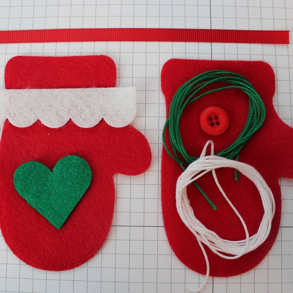 DIY Cozy Red Mitten Ornament KIT