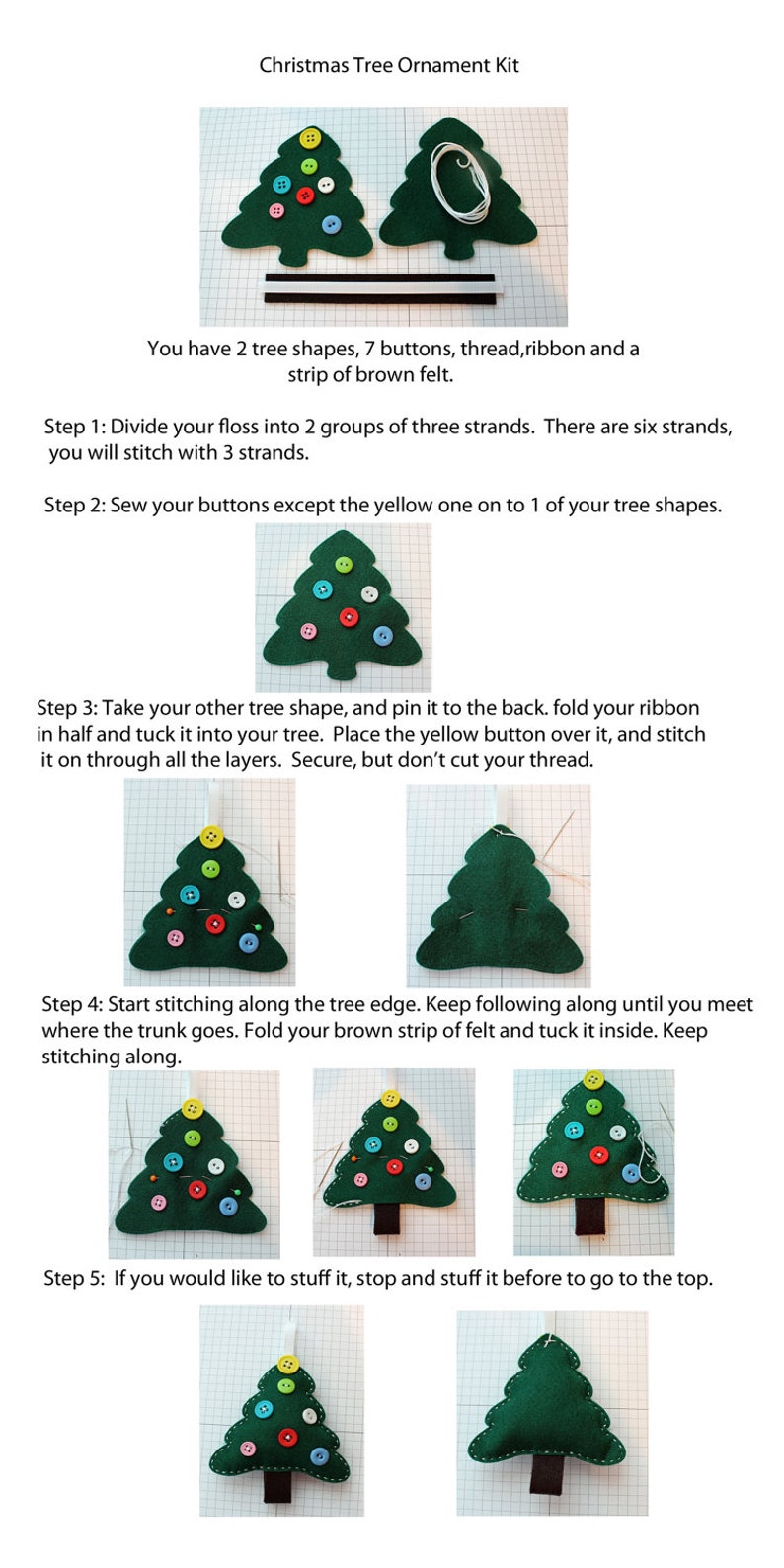 DIY Felt Christmas Tree Ornament KIT Etsy