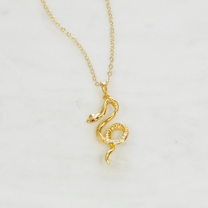 Gold Snake Necklace / Gold Filled Snake Necklace / Snake Necklace / Gold Necklace / Layering Necklace / Cubic Zirconia Snake Necklace