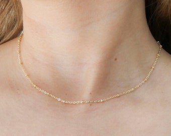 Dainty Chain Necklace / Dainty Gold Necklace / Dainty Gold Choker Necklace / Gold Layered Necklace / Gold Layering Necklace, 18K Gold Choker