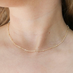 Dainty Chain Necklace / Dainty Gold Necklace / Dainty Gold Choker Necklace / Gold Layered Necklace / Gold Layering Necklace, 18K Gold Choker