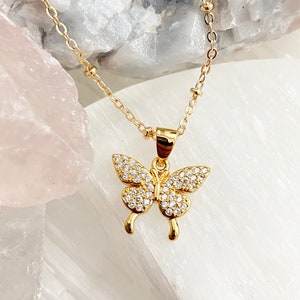 Butterfly Necklace / Gold Butterfly Necklace / Butterfly Charm Necklace / Gold Necklace / Butterfly Choker Necklace / Layering Necklace