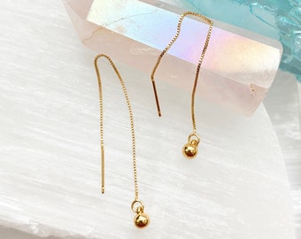 Oorbellen goudinrijger / kettingoorbellen / eenvoudige gouden oorbellen / minimalistische oorbellen / oorbellen lange bungelende goudinrijger