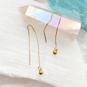 Gold Threader Earrings / Chain Thread Earrings / Simple Gold Earrings / Minimalist Threader Earrings / Long Dangly Gold Threader Earrings