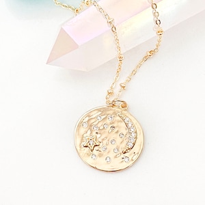 Gold Moon Star Necklace / Gold Filled Moon Necklace / Moon Necklace / Gold Star Necklace / Gold Coin Necklace / Gold Star Necklace