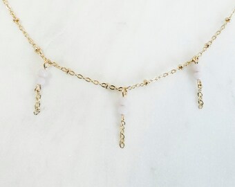 Gold Tassel Necklace / Gold Tassel Choker / Chain Tassel Necklace / Gold Fringe Necklace / Layering Necklace / Beaded Tassel Necklace
